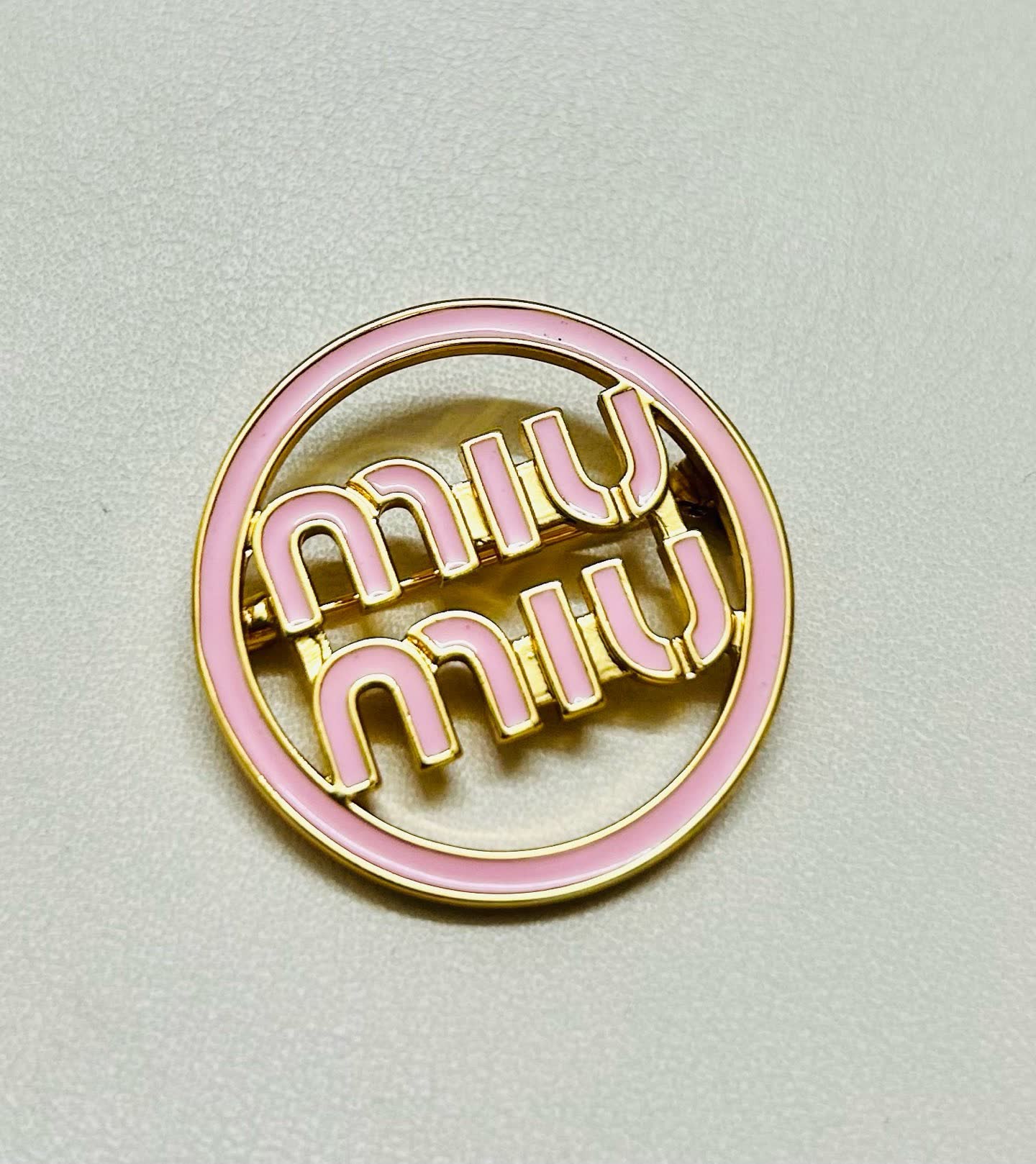 Miu Miu Brooch - Gold and Pink Circle Design
